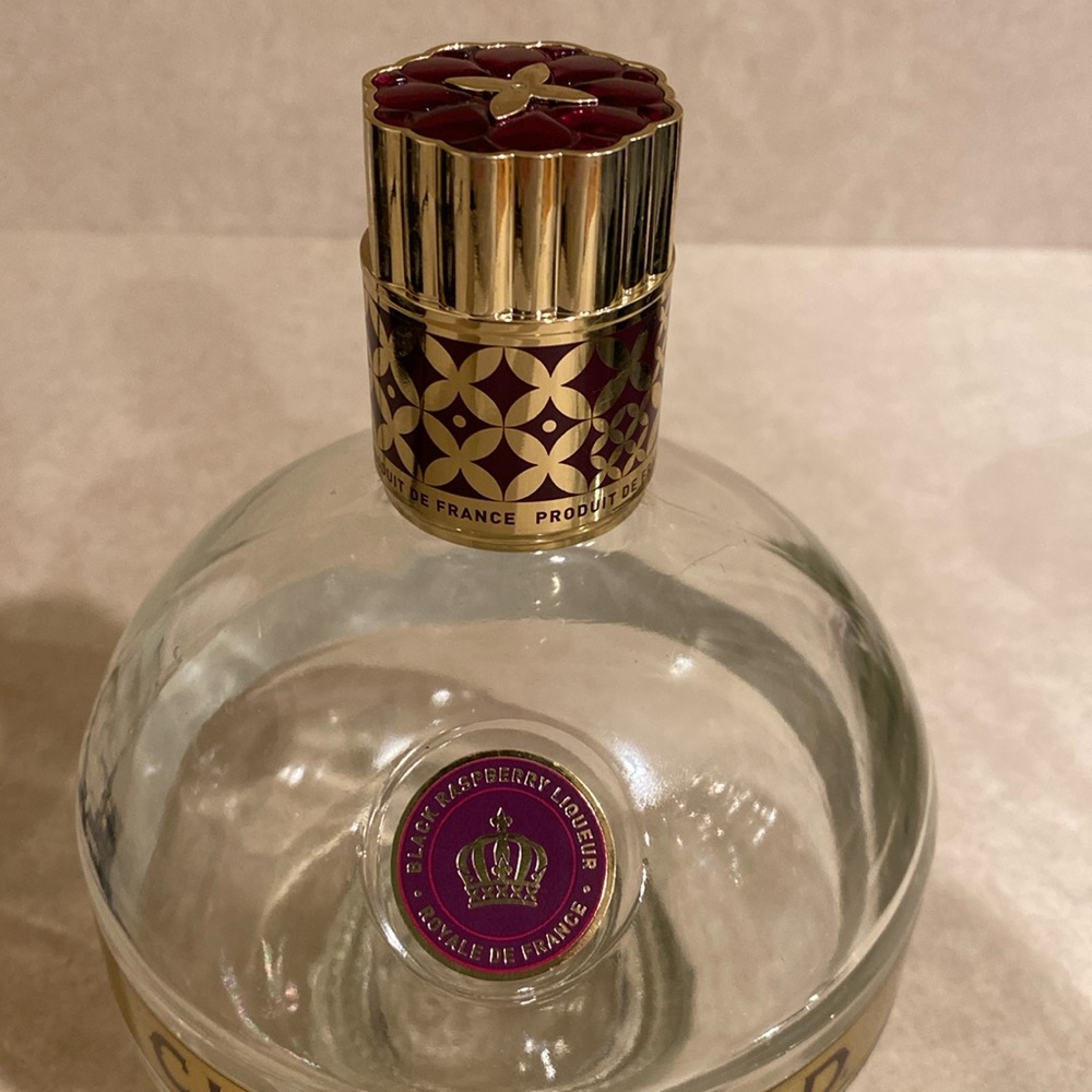Bar Decor Crafting Blingy Glass Globe Chambord Bottle Gold Purple Bedazzle Round